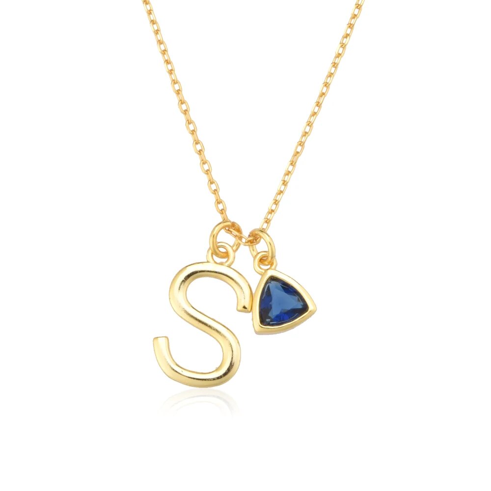 JULIA Initial & Birthstone Charm Chain Necklace