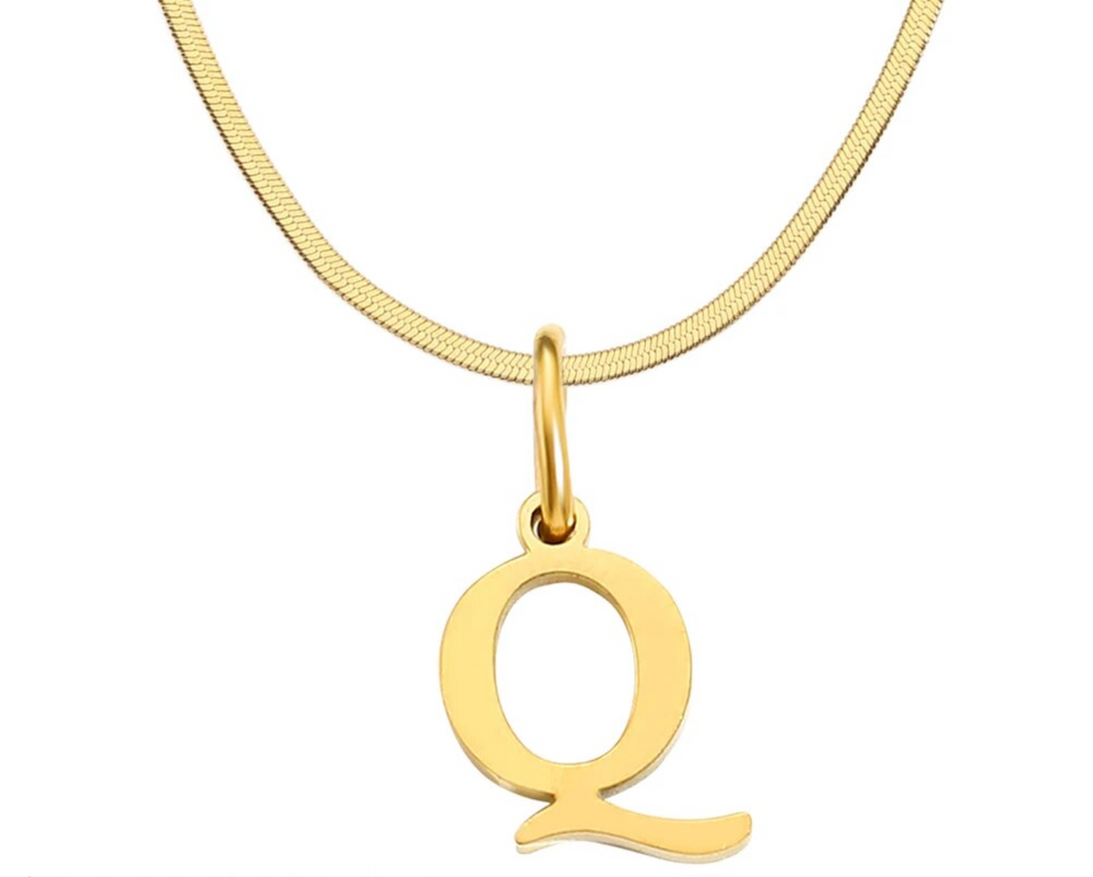 SARLA Flat Snake Chain with Initial