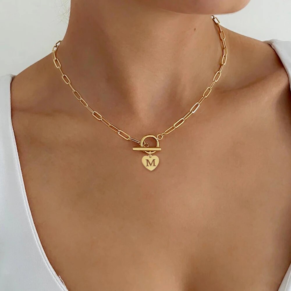 ORLA Paperclip Toggle Initial Necklace