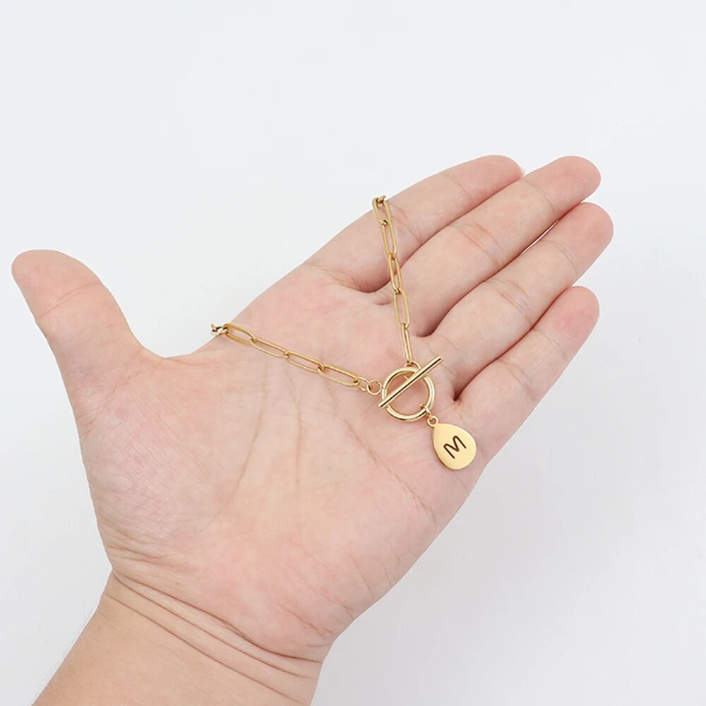 ORLA Paperclip Toggle Initial Necklace