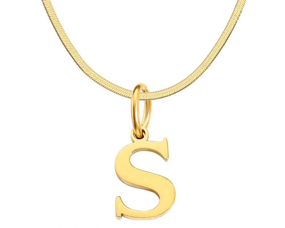 SARLA Flat Snake Chain with Initial