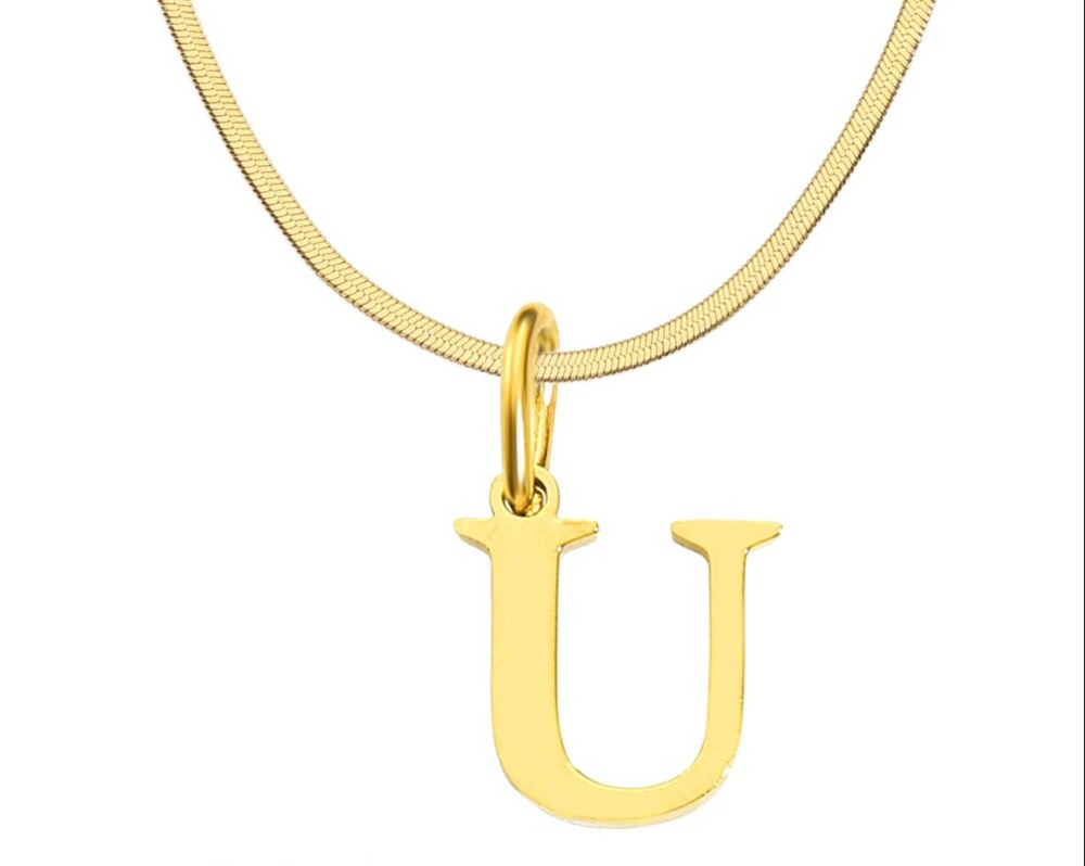 SARLA Flat Snake Chain with Initial