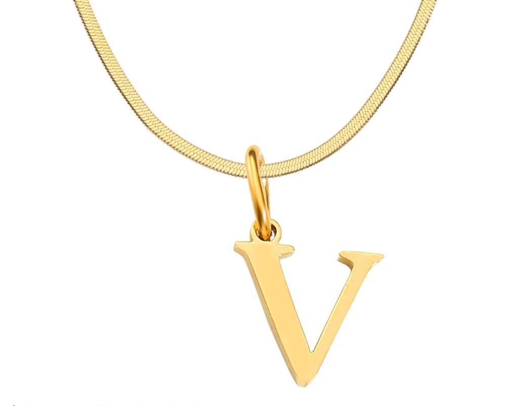 SARLA Flat Snake Chain with Initial