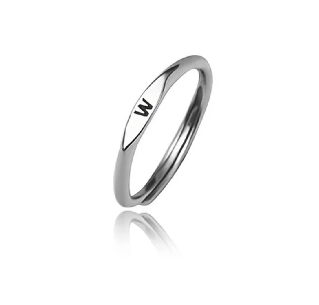 NADIA Dainty Adjustable Initial Signet Ring